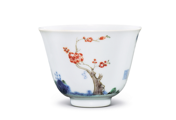 清康熙 五彩花神杯