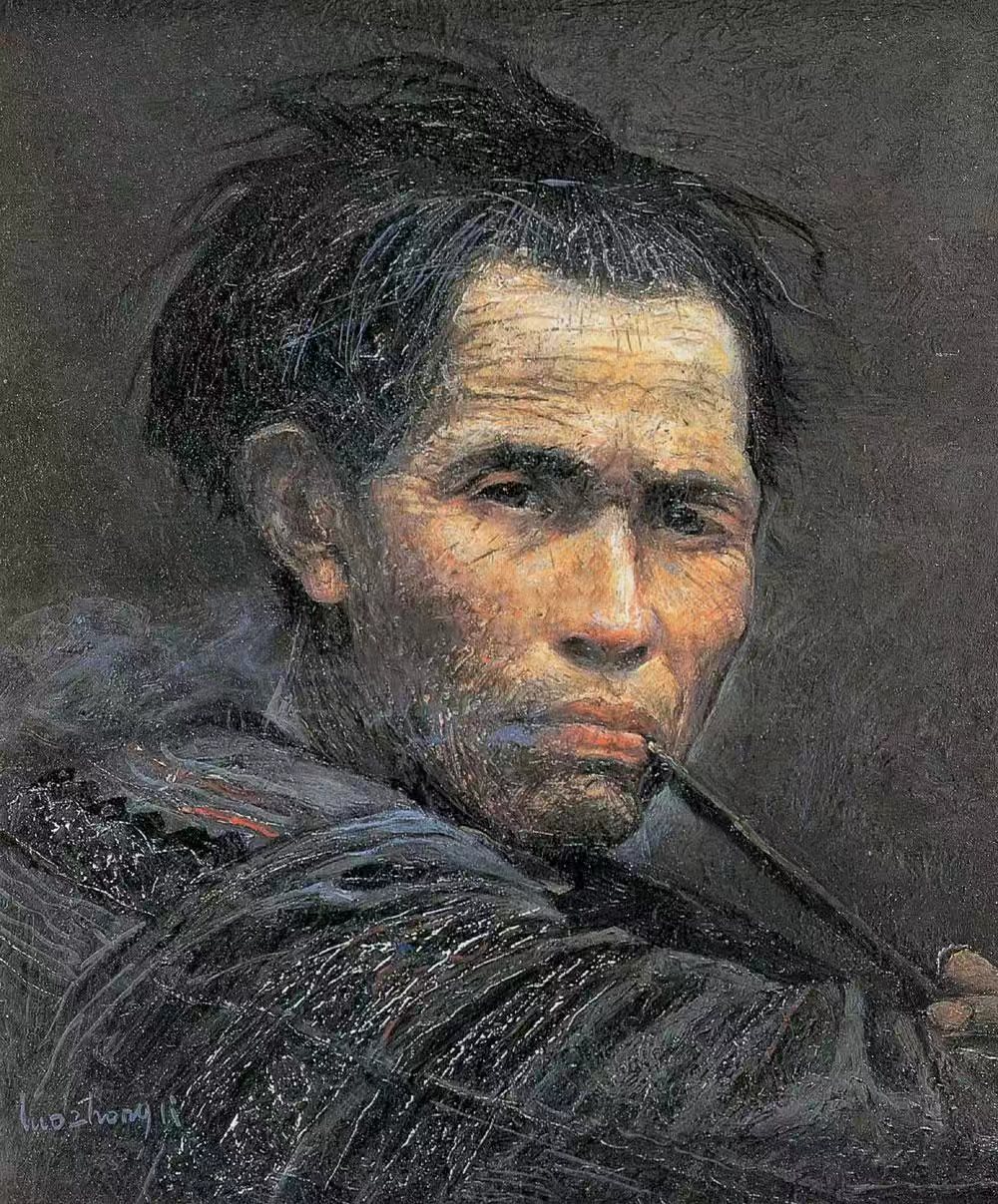 羅中立 80年代作 抽煙的老人