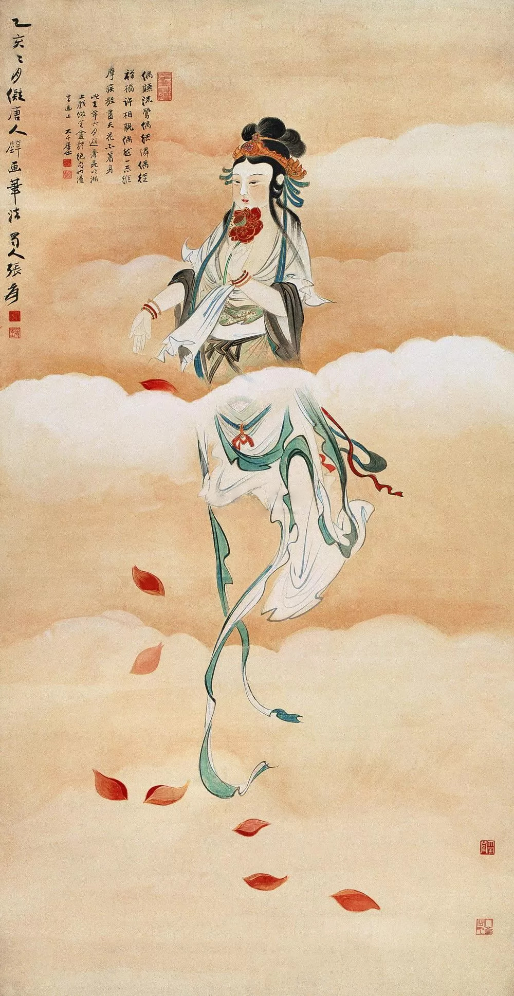 張大千 天女散花 鏡心