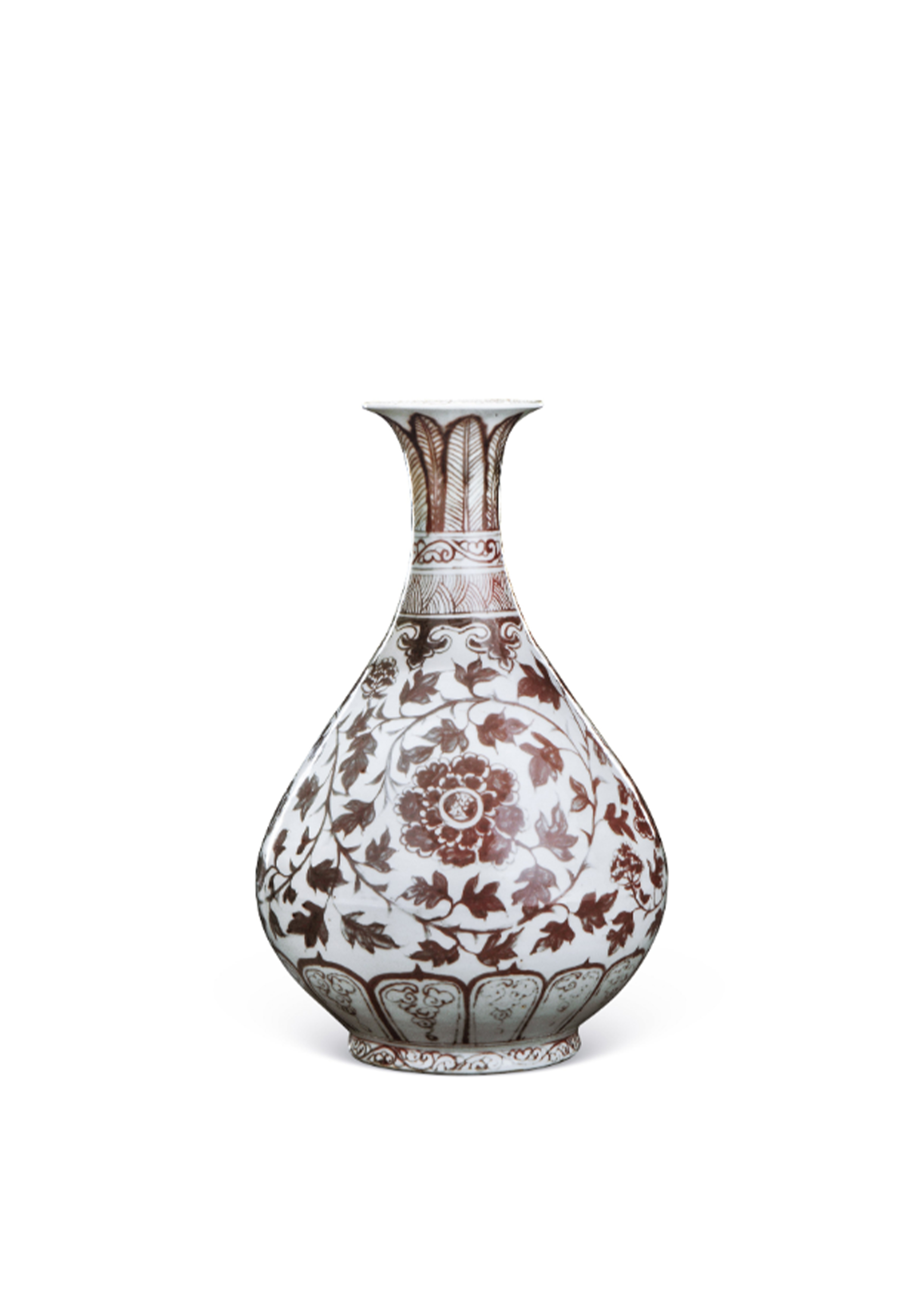 明洪武 釉裏紅纏枝花卉紋玉壺春瓶