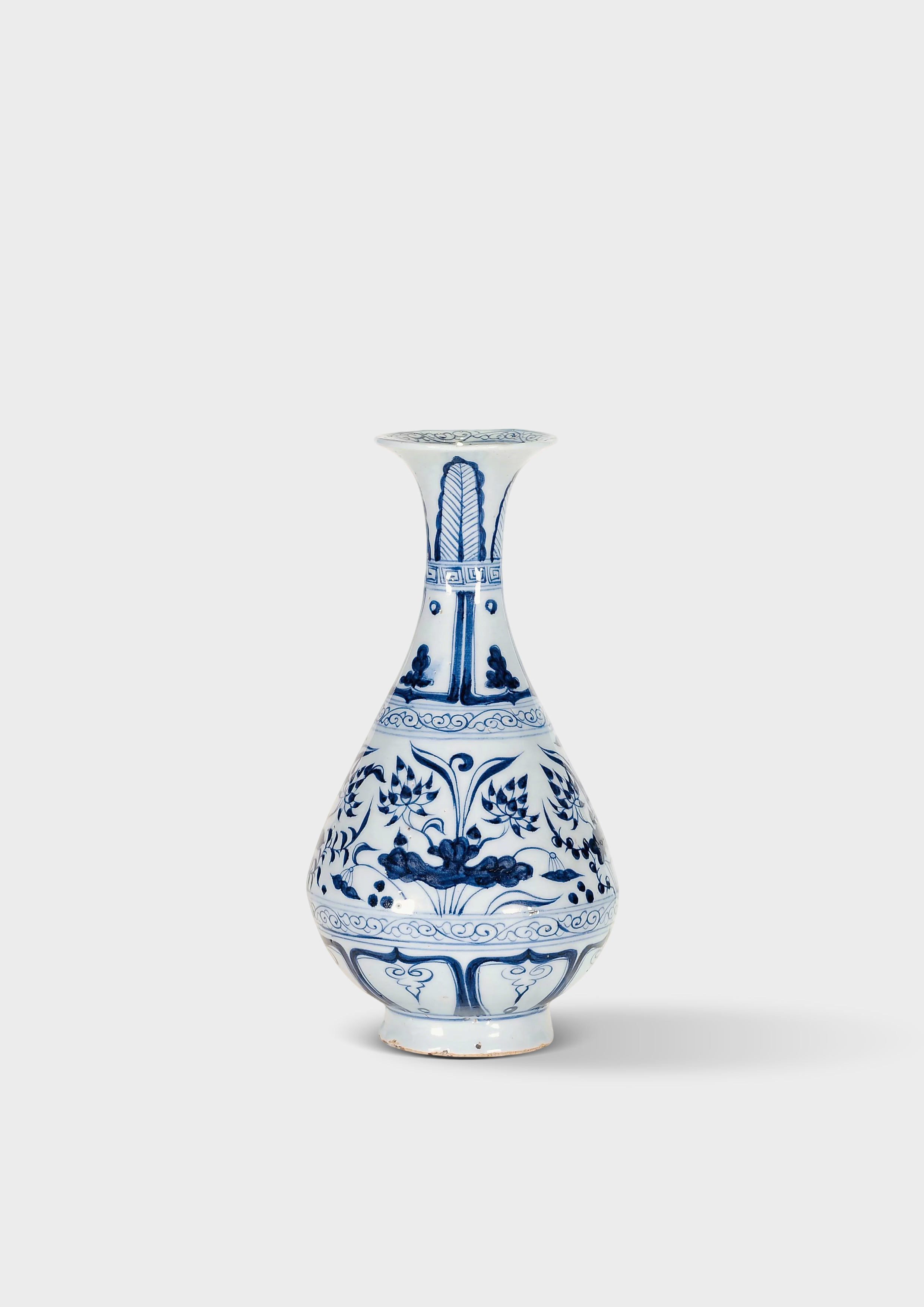 元 青花蓮塘紋玉壺春瓶